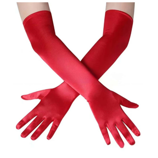 Guantes rojos satinados